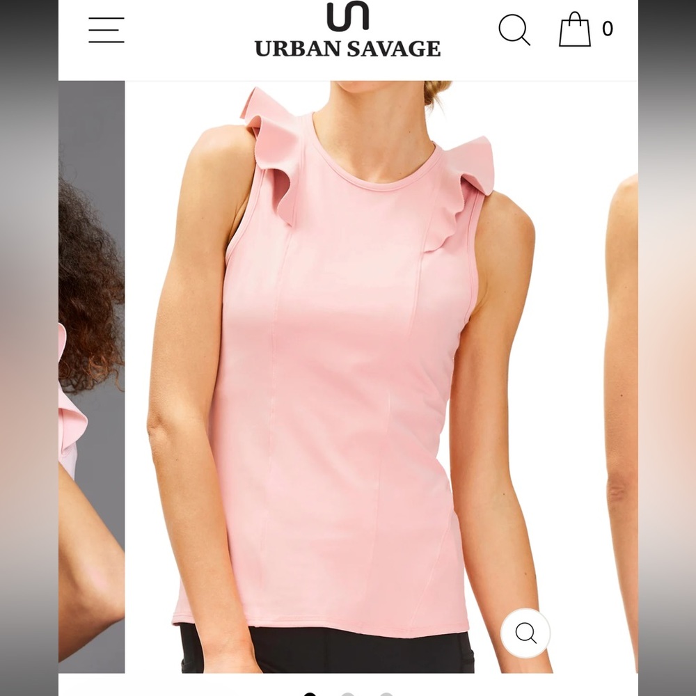 NWT Urban Savage ruffle sleeveless top, rose,activewear,yoga,Pilates,barre $95 L